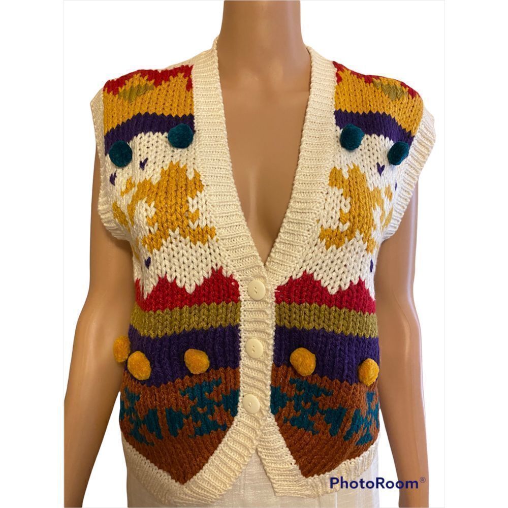 Vintage Pom Pom Sweater Vest M